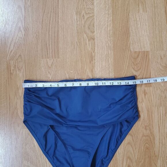 🌴 BLEU ROD BEATTIE  🌴 NEW! High Waist Shirred Bikini Bottom - [Size 12, Blue] - Picture 4 of 9